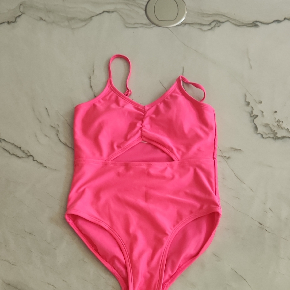 Art Class Neon Pink Kids Swim One Piece